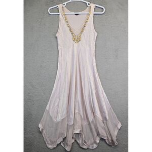 Vintage Komarov Maxi Dress‎ Womens L Jeweled Neckline Charmeuse Asymmetric Flowy